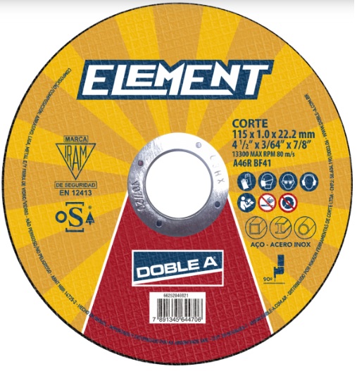 DISCO CORTE OXIDO ALUMINIO PLANO   9"(230X3.0MM) T41 ELEMENT
