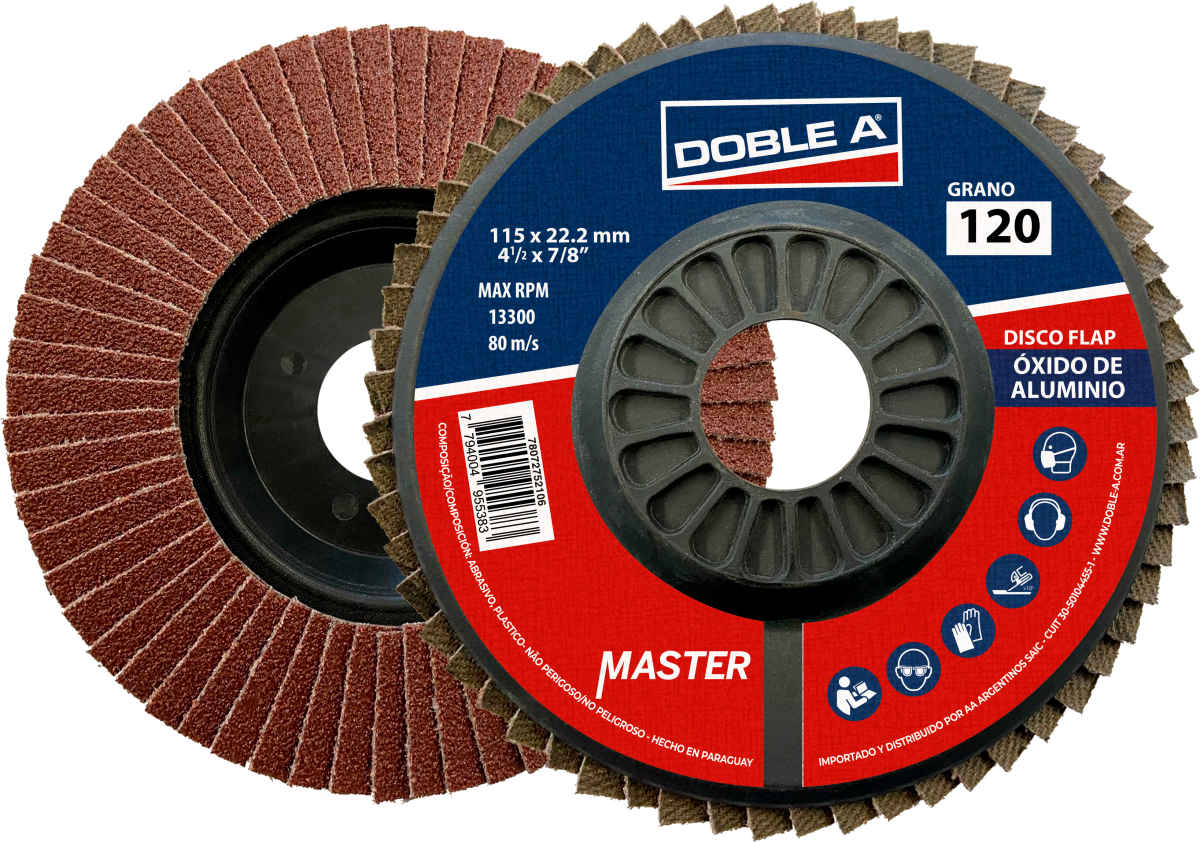 DISCO FLAP OXIDO ALUMINIO  PLASTICO "AA"  # 60 4,5"(115MM)