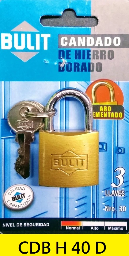CANDADO BULIT DE HIERRO DORADO N° 40
