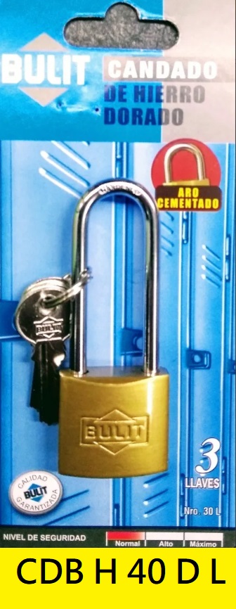CANDADO BULIT DE HIERRO DORADO N° 40 ARCO LARGO